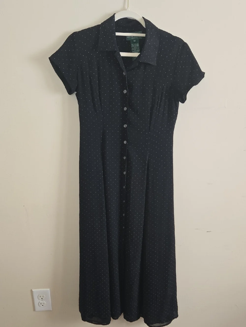 Ralph Lauren Silk Polka Dot Dress Midi Classic Preppy Petite 4P 90s Inspired - Picture 2 of 10